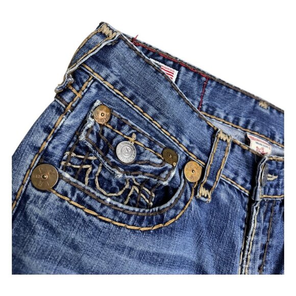VINTAGE TRUE RELIGION Billy Super T Flare Boot Cut Designer Denim Jeans 34x34 - Picture 6 of 9